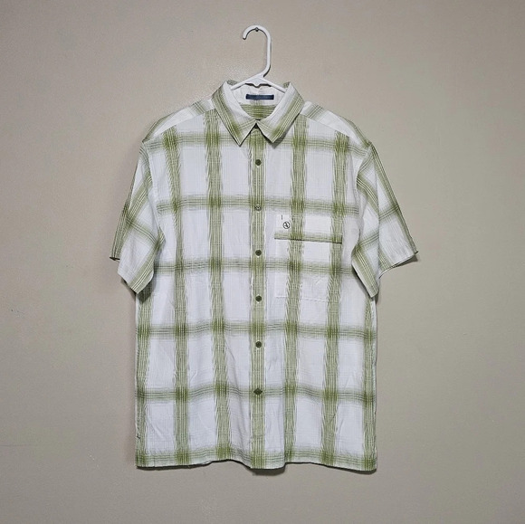 Aigle Actimum Short Sleeve Button Front Shirt Men's Size Medium Plaid Casual - Picture 1 of 5